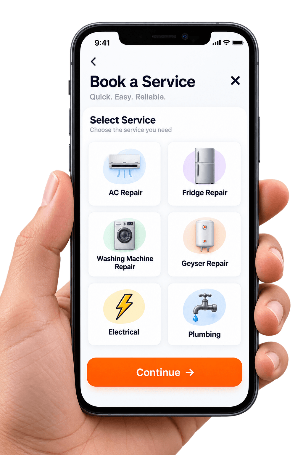 Customer booking a Madza home service on a smartphone