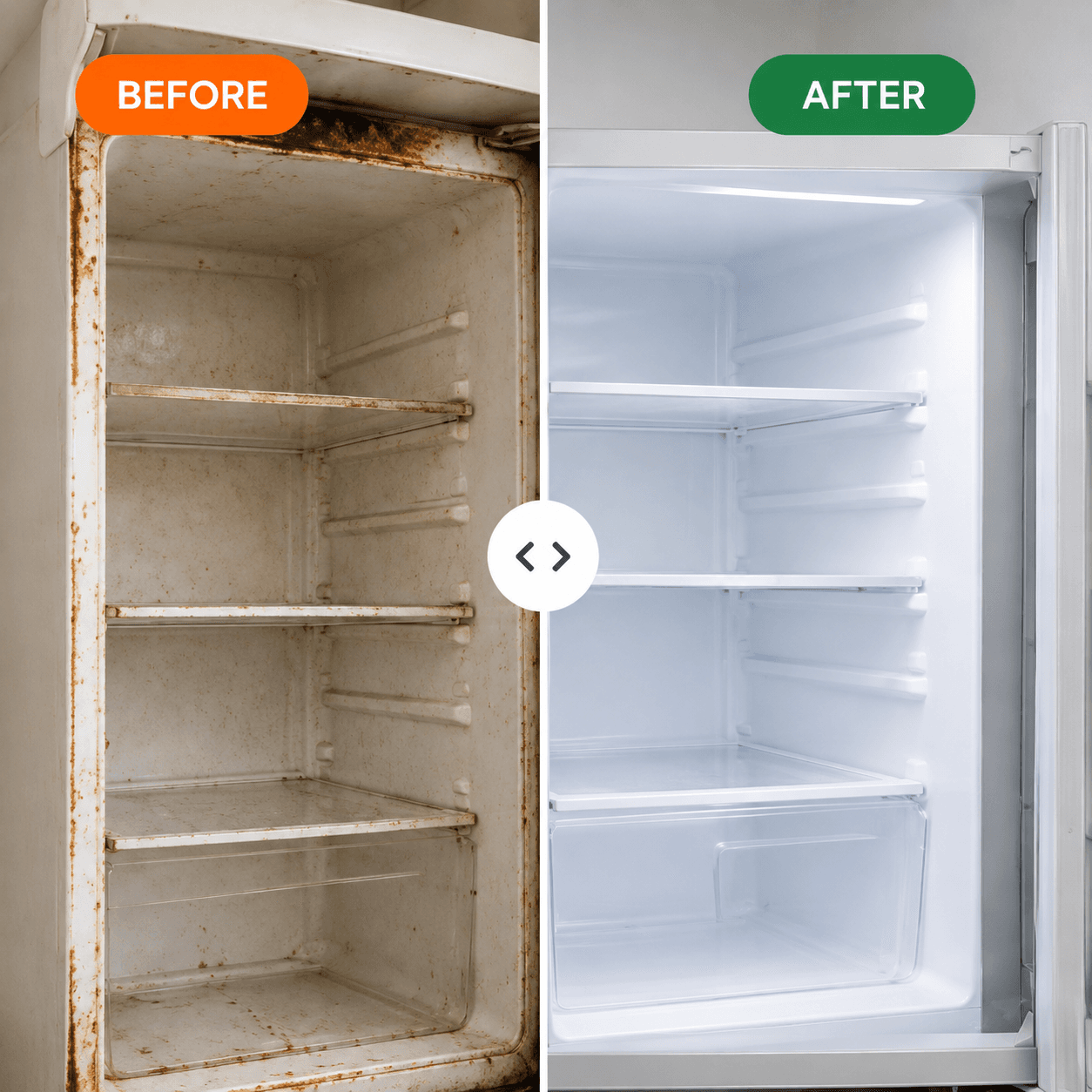 Before and after refrigerator repair transformation