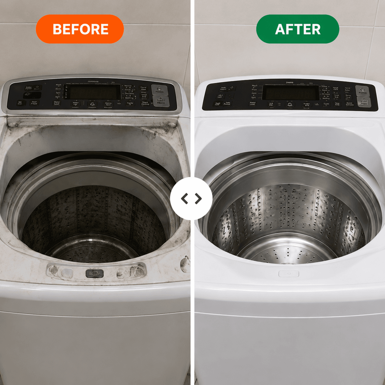 Before and after washing machine service transformation